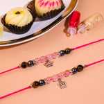Rose quatz and tiger eye combo rakhi