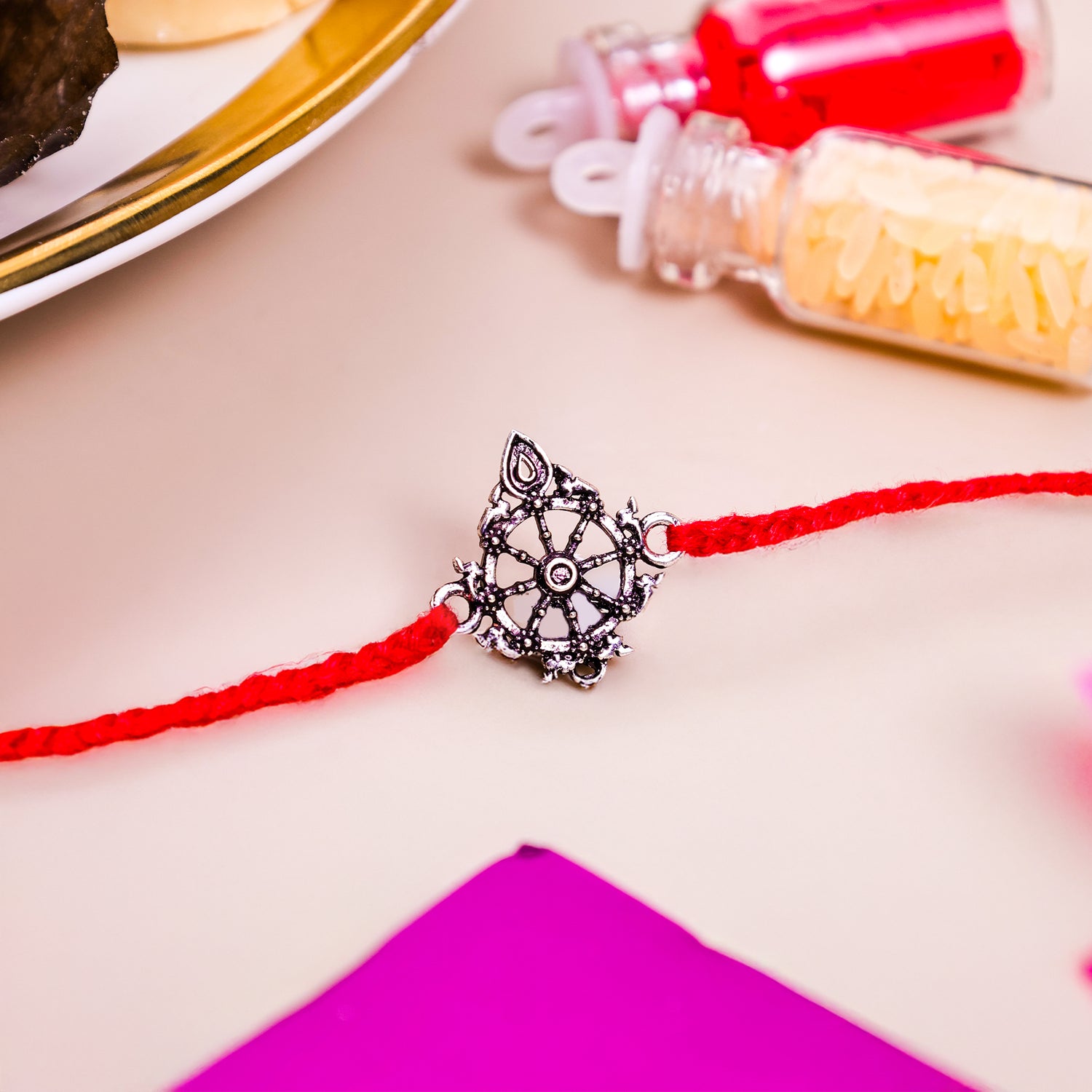 92.5 Pure Silver sudarshana chakra Rakhi - Abhimantrit & Certified