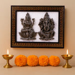 Laxmi Ji & Ganesh Ji On Selenite Frame  - Abhimantrit