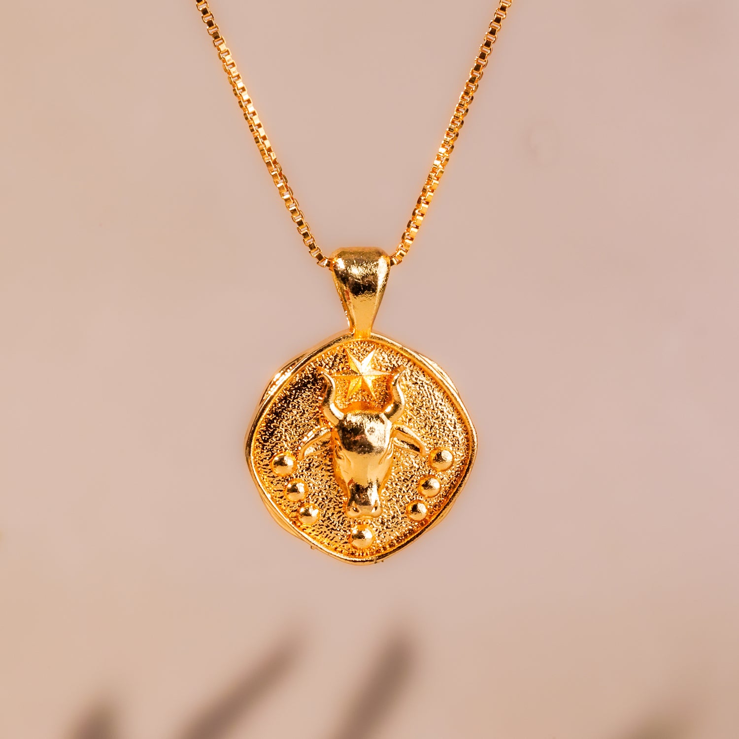 Taurus Zodiac Sing Gold Plated Pendant- Abhimantrit