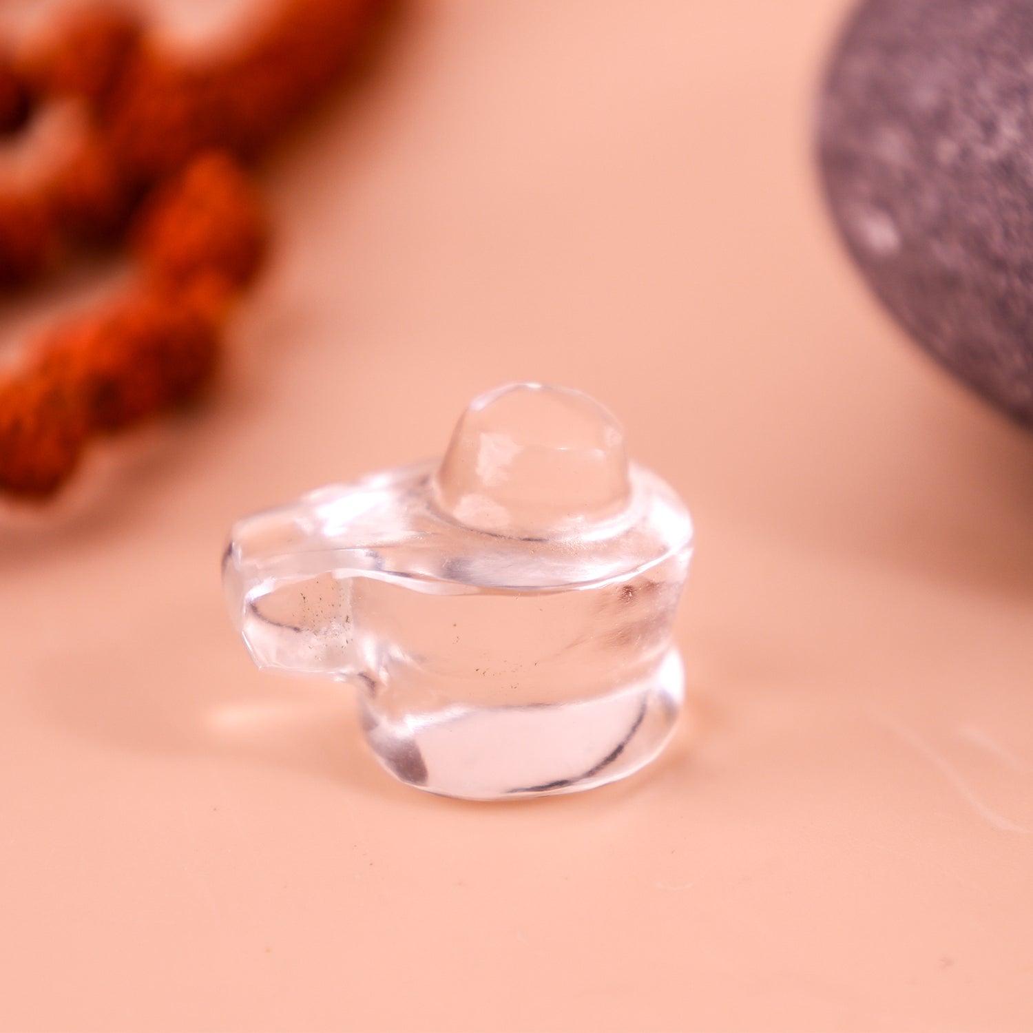 Natural Stone Clear Quartz Shivling - Abhimantrit