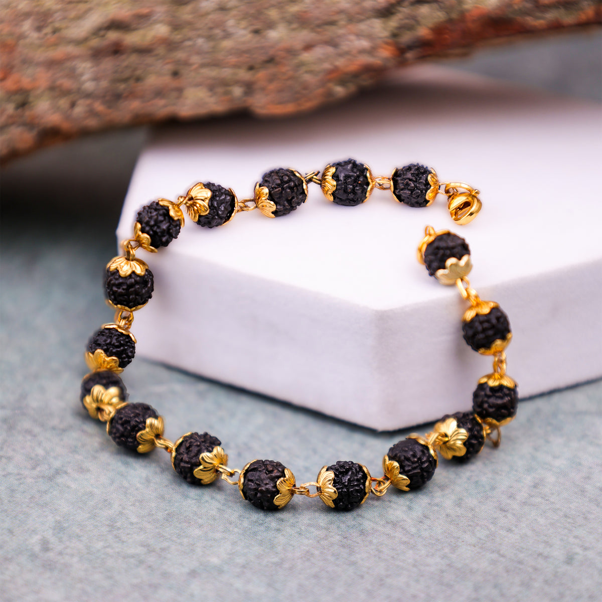 Gold Plated Karungali Malai Bracelet