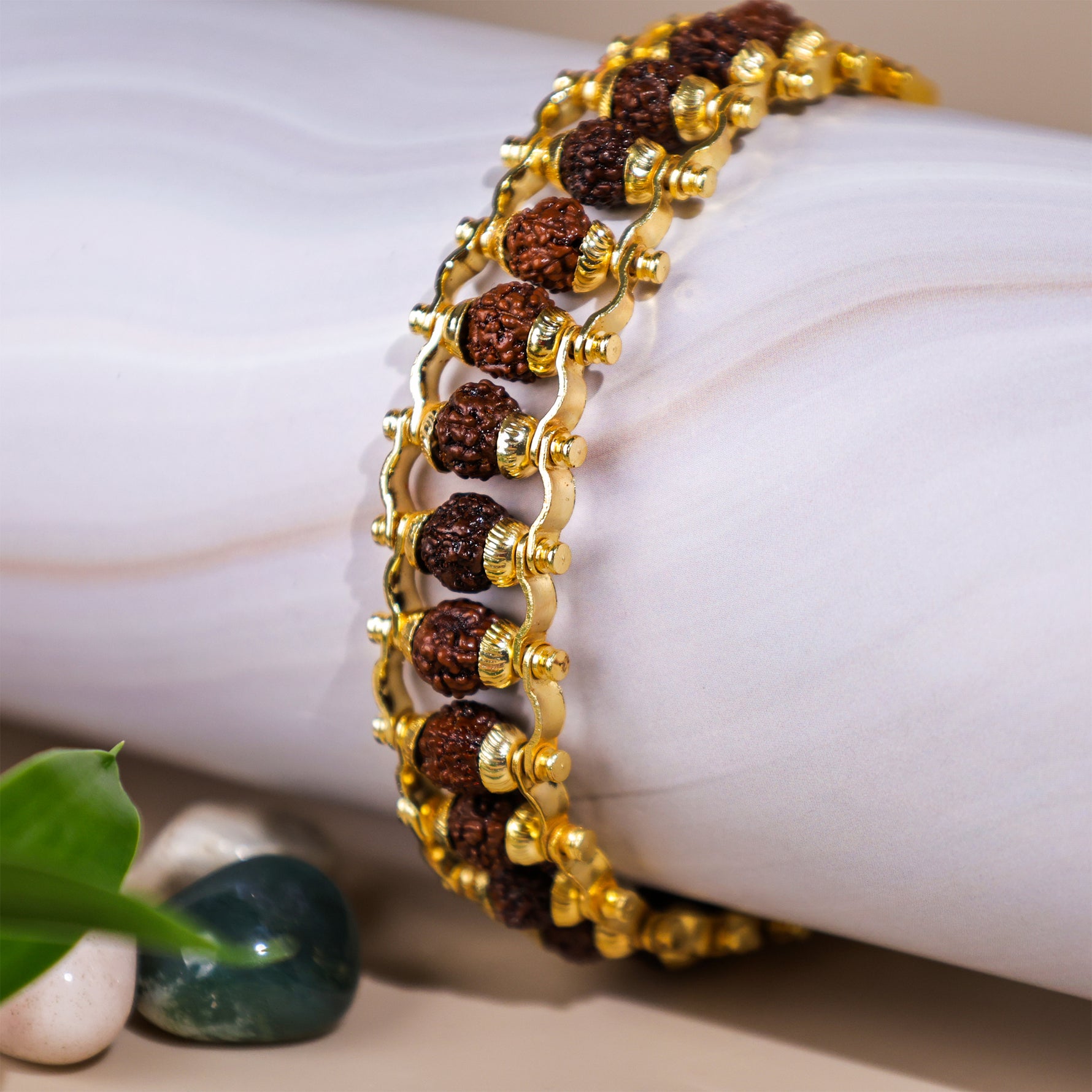 Gold Plated Rudraksha Bracelet - Abhimantrit
