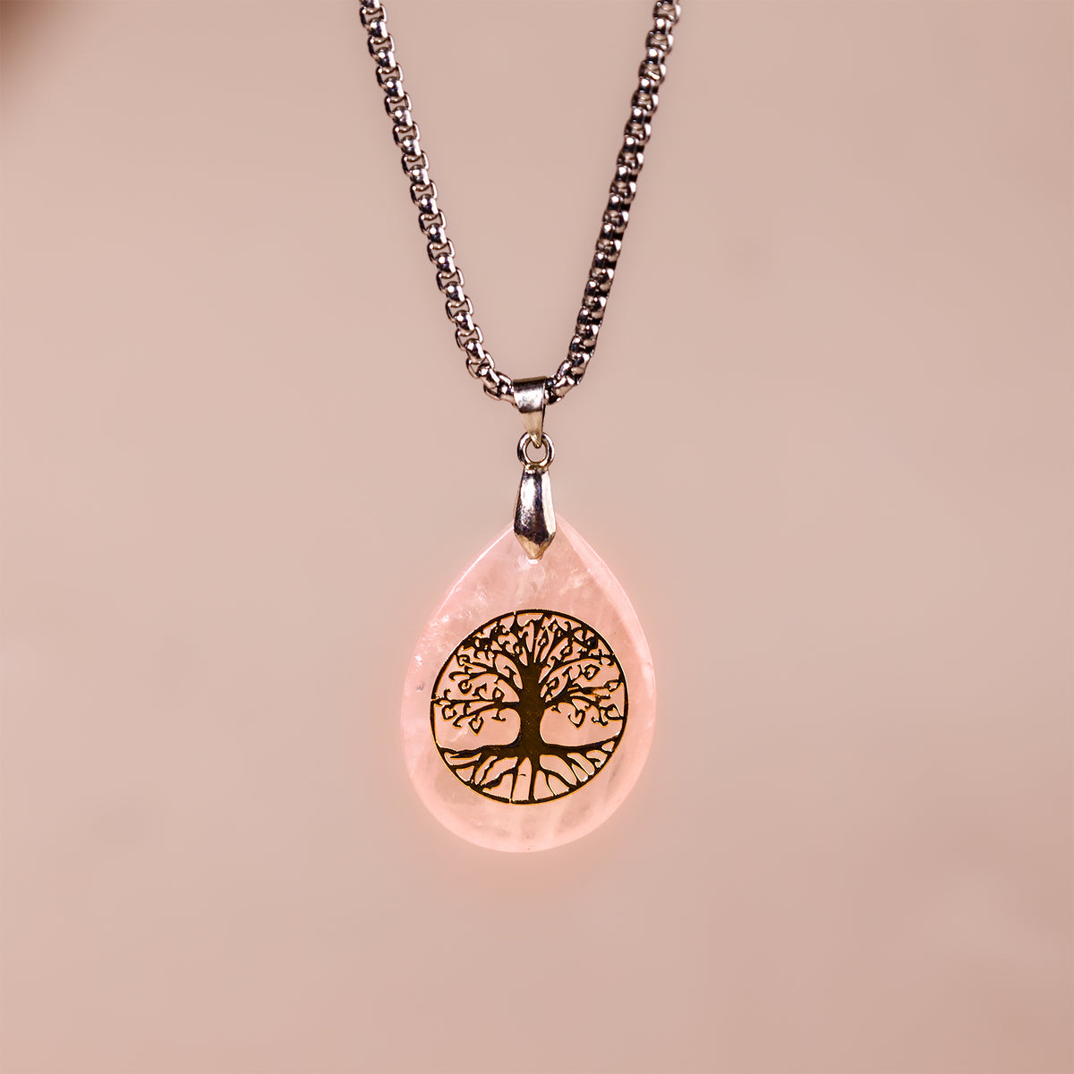 Rose Quartz Life of Tree Pendant