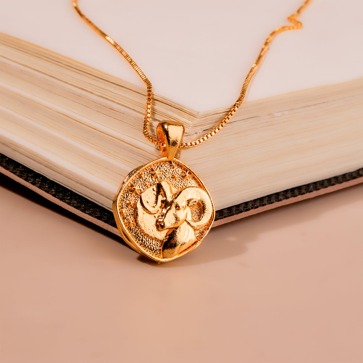 Aries Zodiac Sign Gold Plated Pendant
