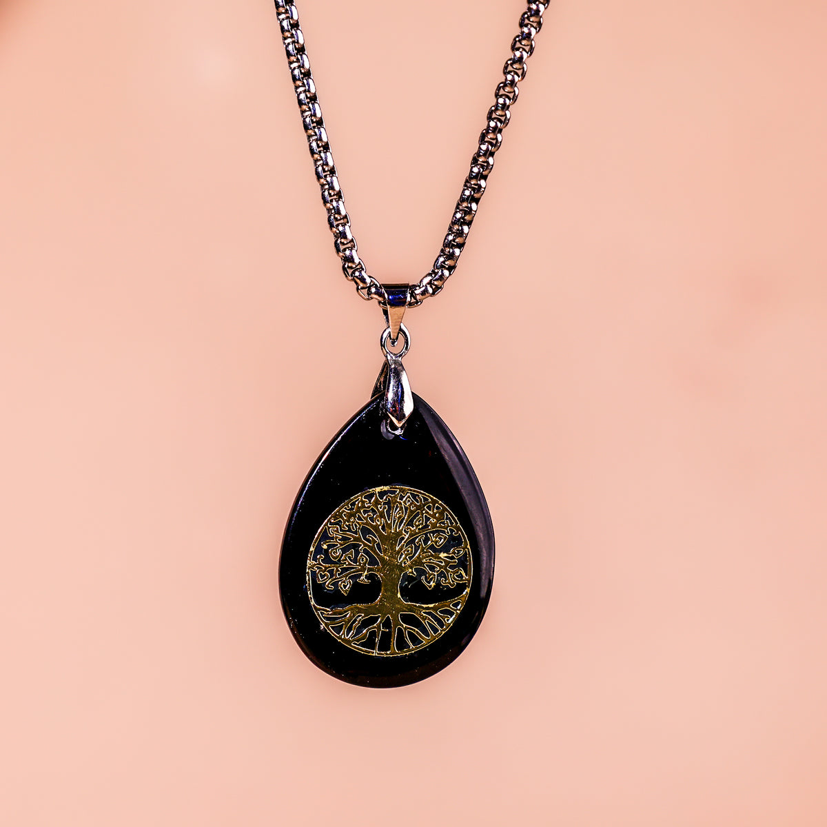 Black Obsidian Life of Tree Pendant