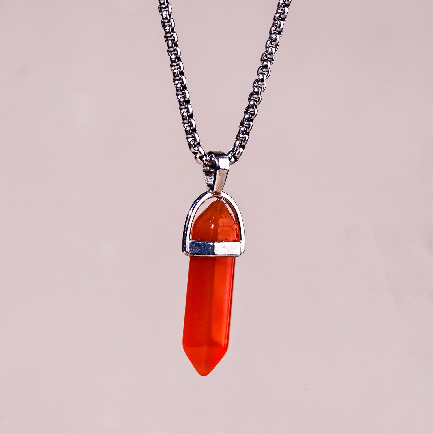 Red Carnelian Pen Shape Pendant - Abhimantrit