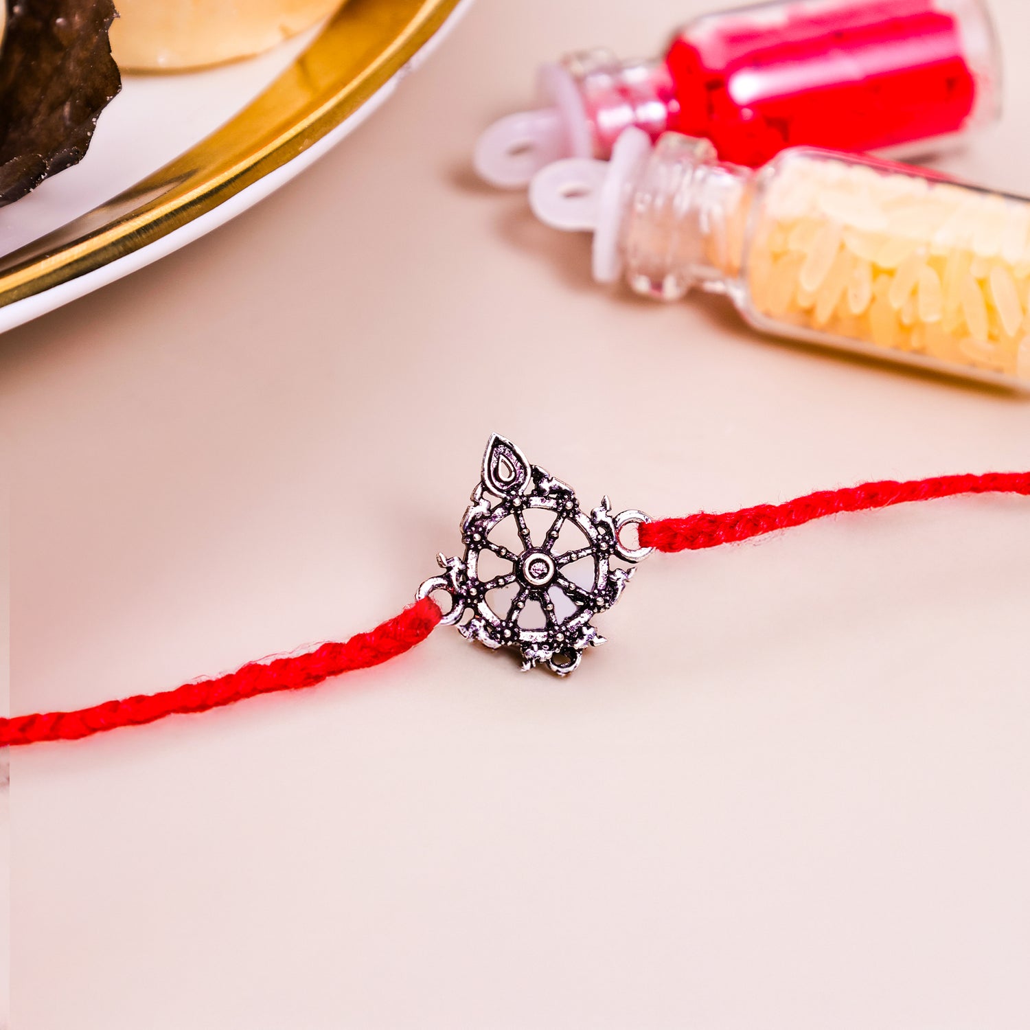 92.5 Pure Silver sudarshana chakra Rakhi - Abhimantrit & Certified