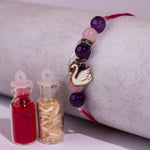amethyst and rose quartz Rakhi - Abhimantrit & Certified
