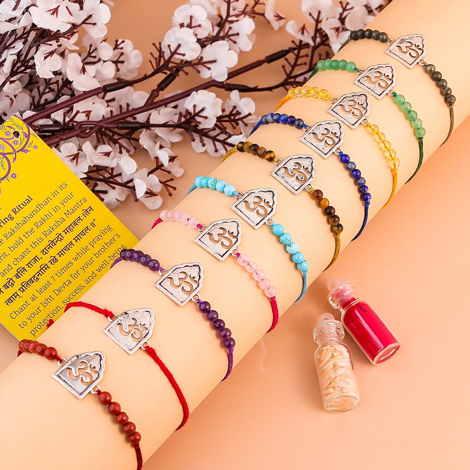 92.5 Pure Silver OM Rakhi - Abhimantrit & Certified