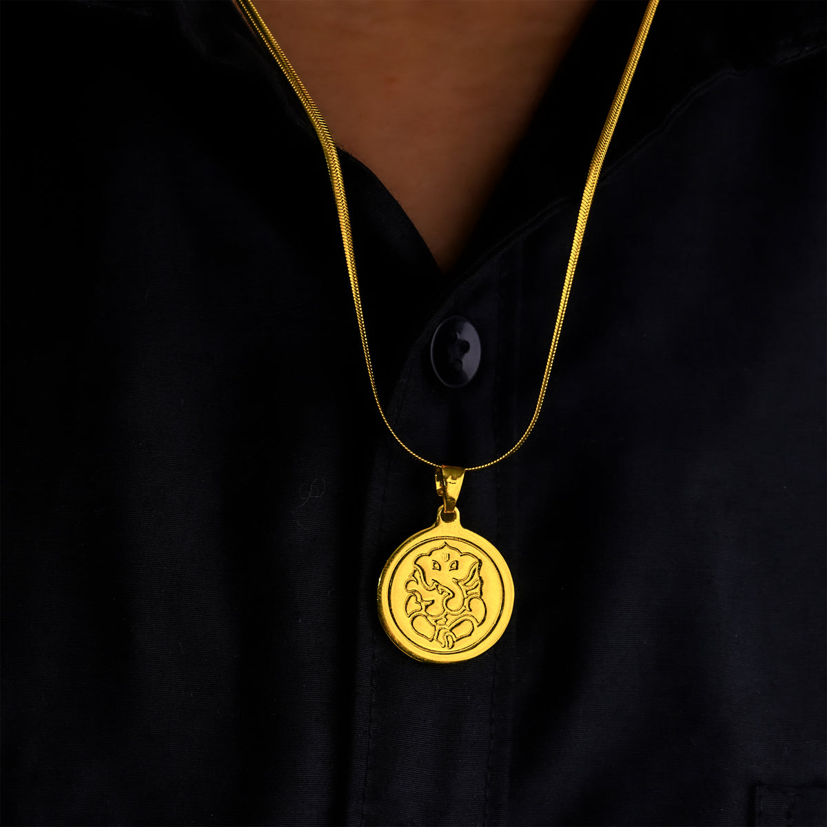 Gold Plated Ganesha Pendant : IGP Plating Pendant - Abhimantrit