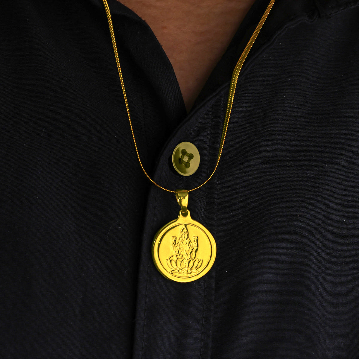 Gold Plated Maa Laxmi Pendant : IGP Plating Pendant - Abhimantrit