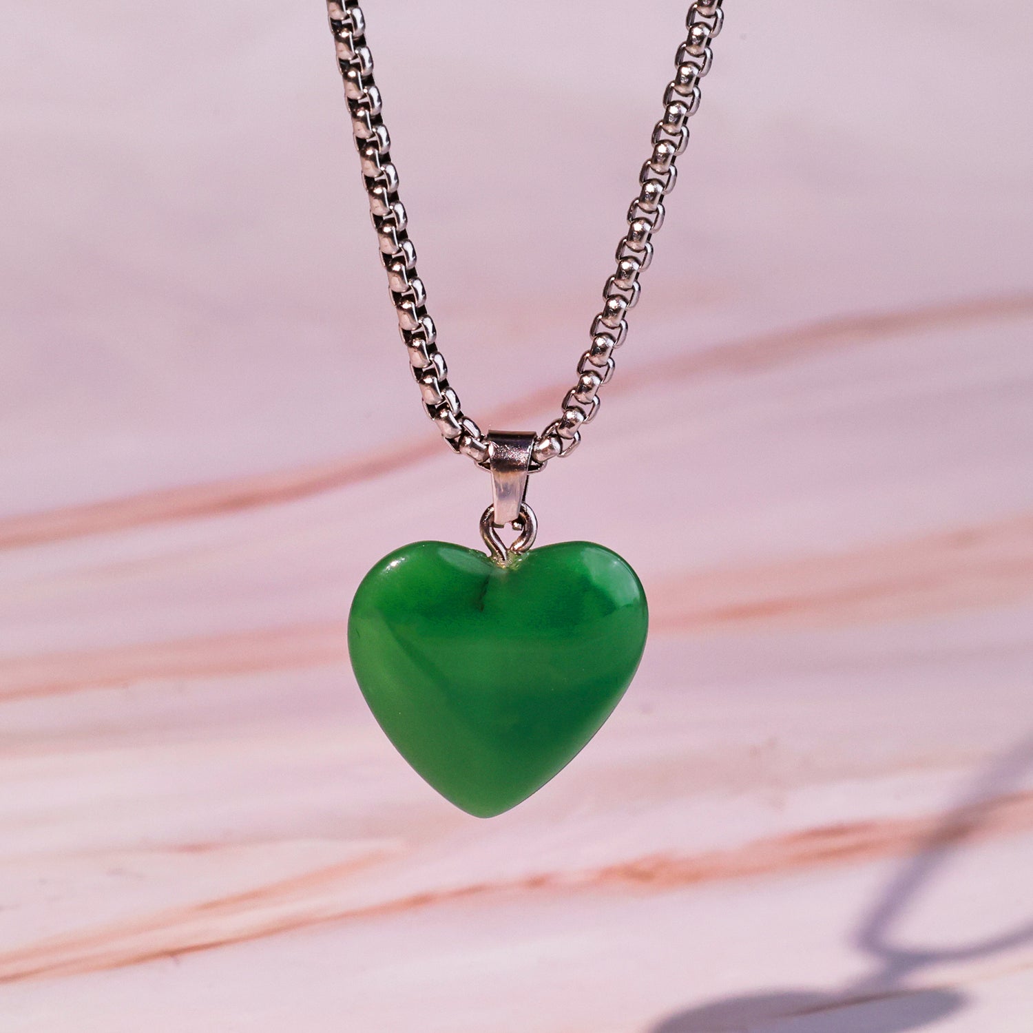 Green AGventurine Heart Pendant - Abhimantrit & Certified
