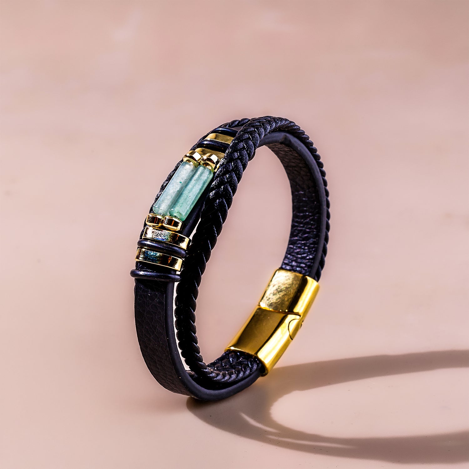 Green Aventurine Leather Bracelet - Abhimantrit