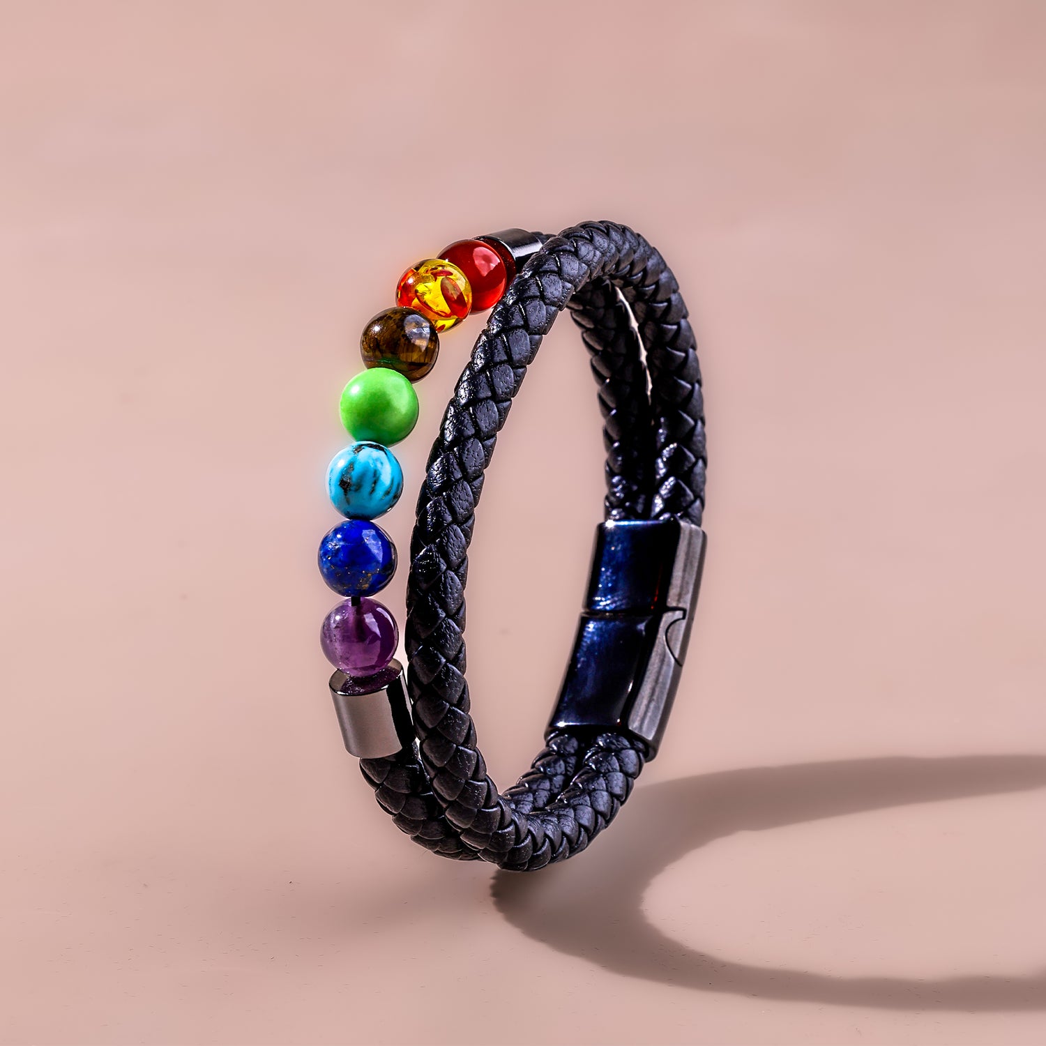 Seven Chakra Leather Bracelet