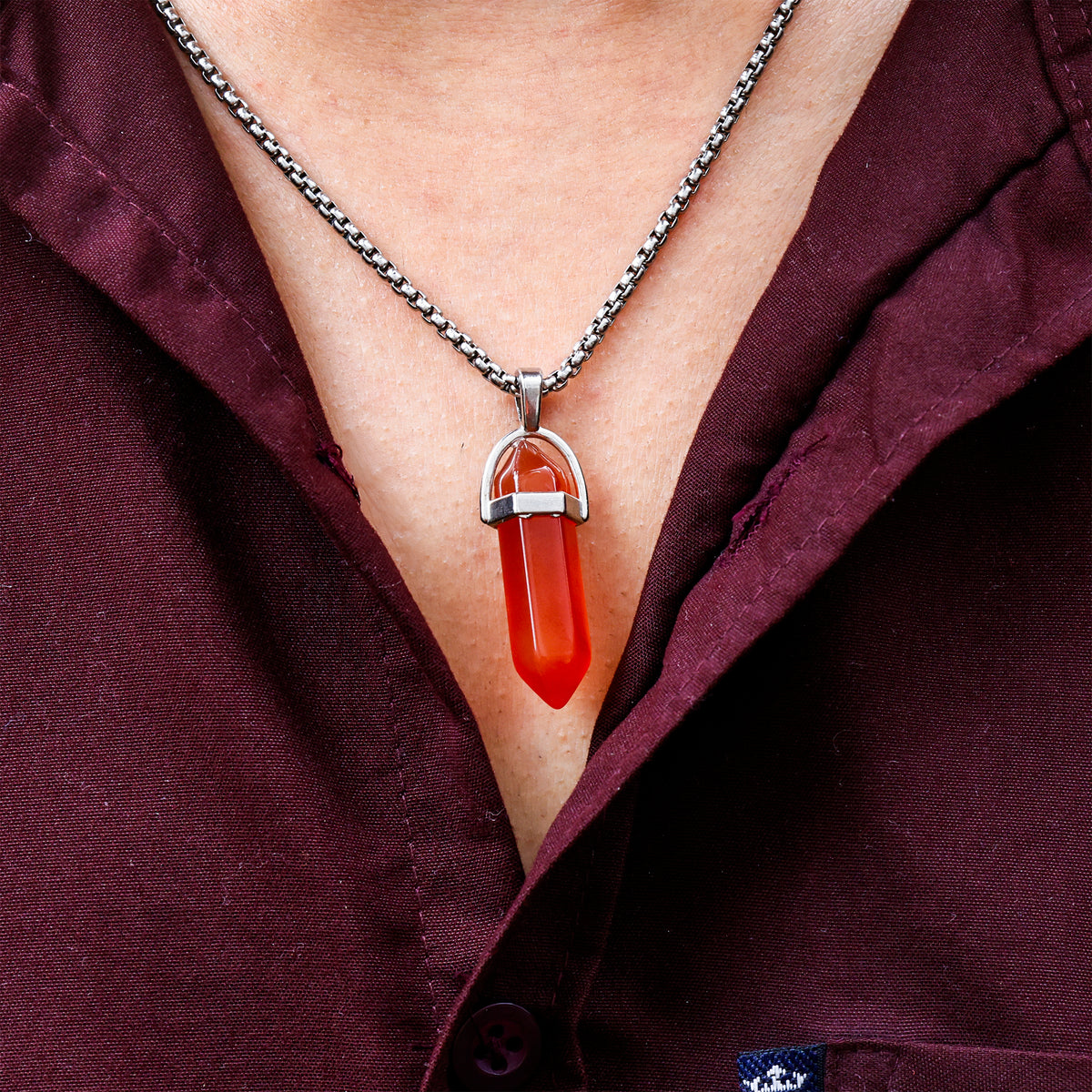 Red Carnelian Pen Shape Pendant