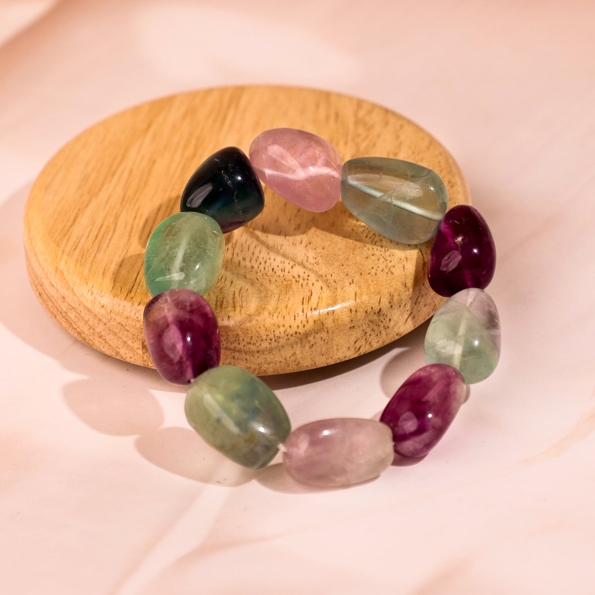 Multi Flourite Tumble Bracelet - Abhimantrit & Certified