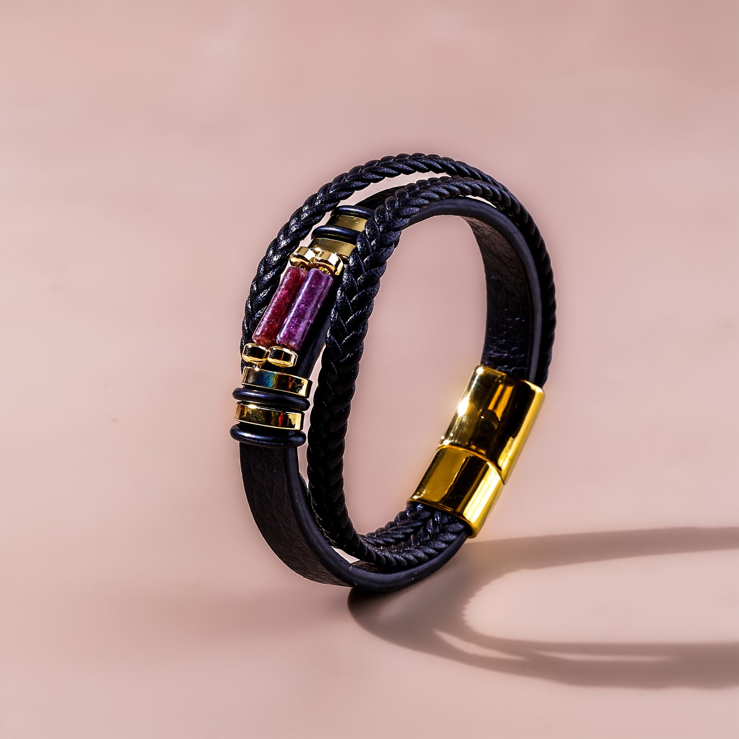 Amethyst Leather Bracelet