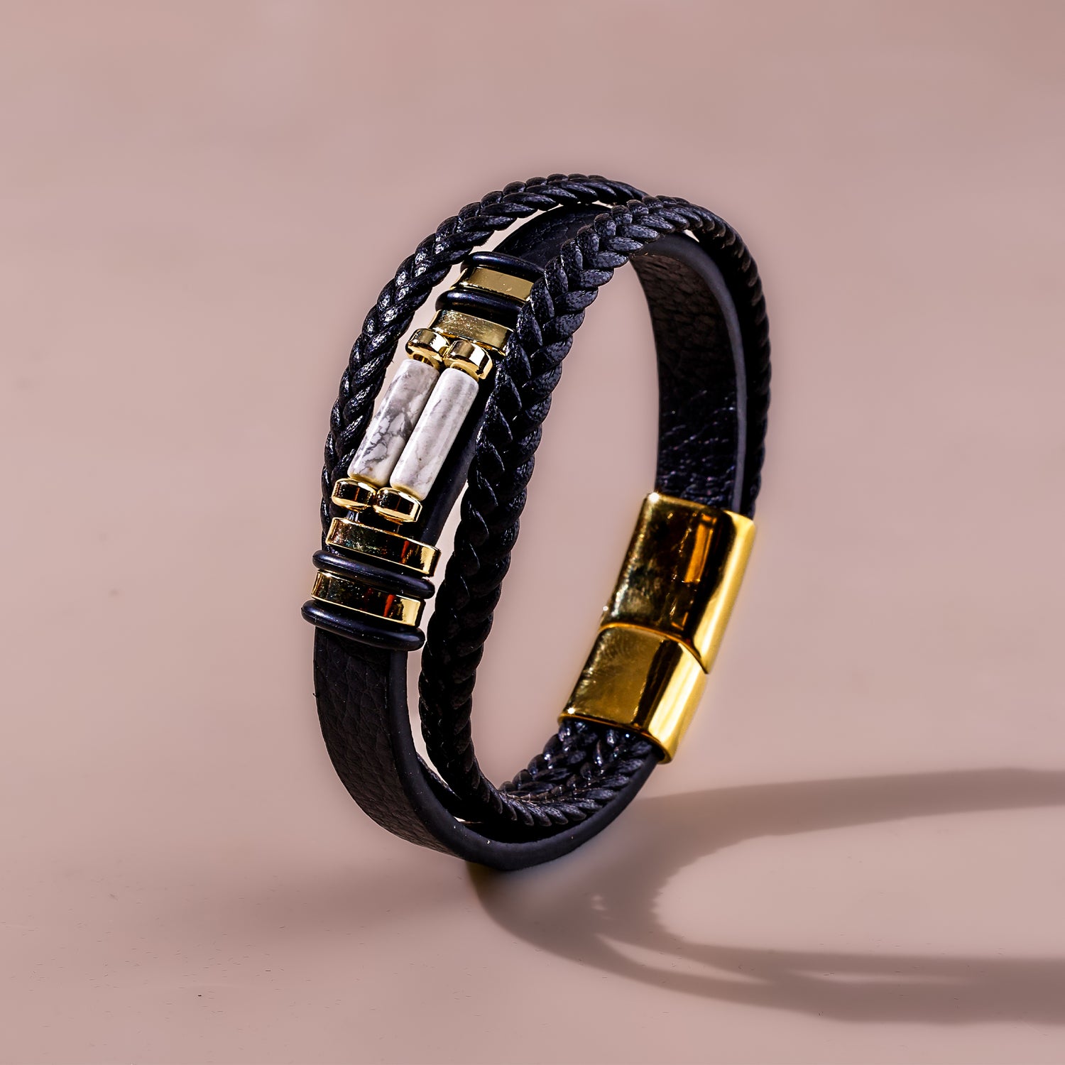 Howlite Leather Bracele