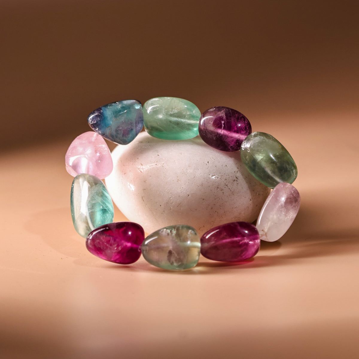 Multi Flourite Tumble Bracelet - Abhimantrit & Certified