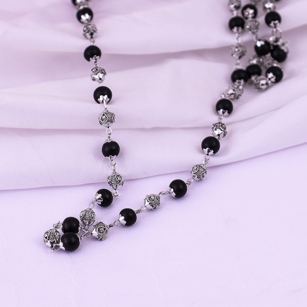 Karungali Beads Malai Silver