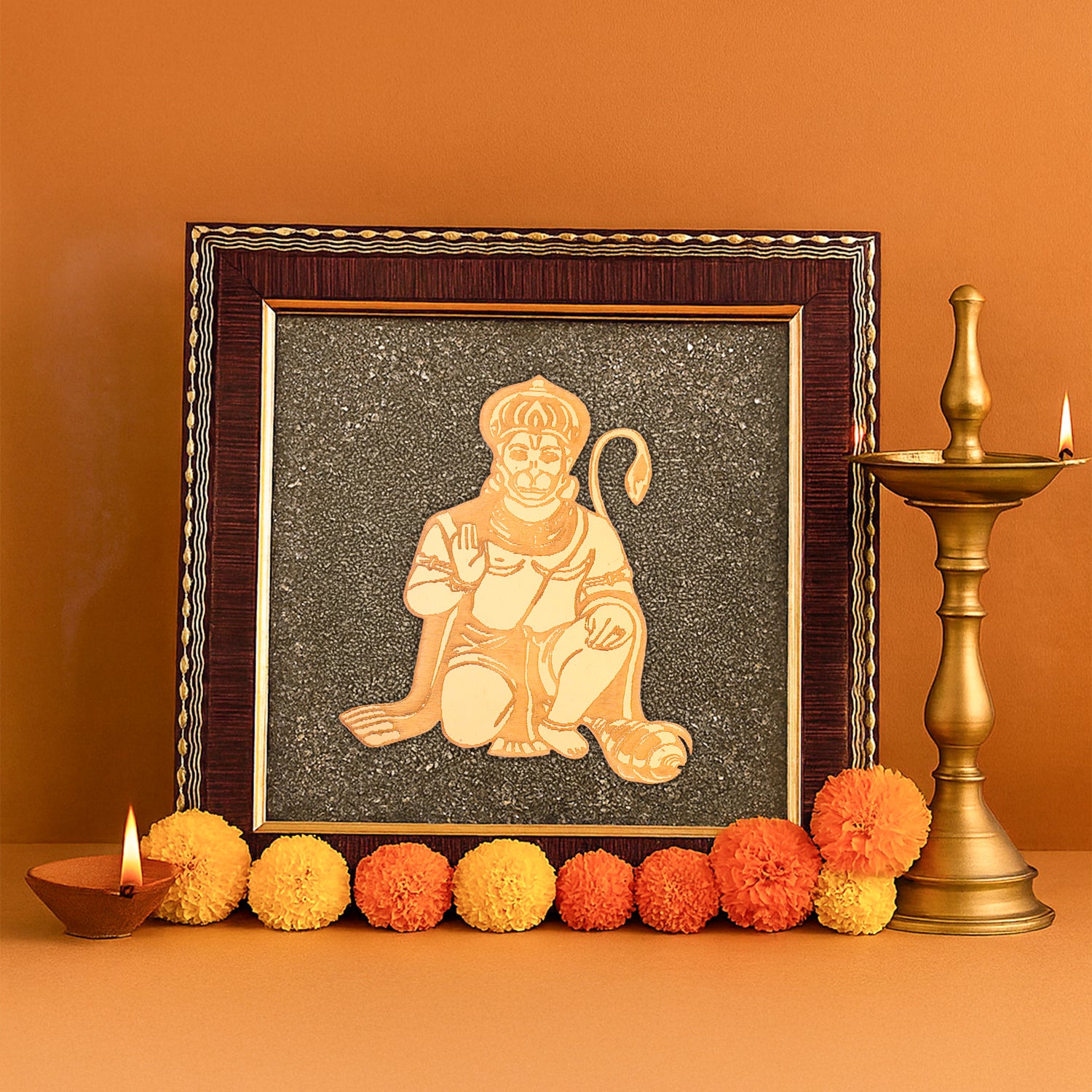 Hanuman Ji Raw Pyrite Frame - Abhimantrit