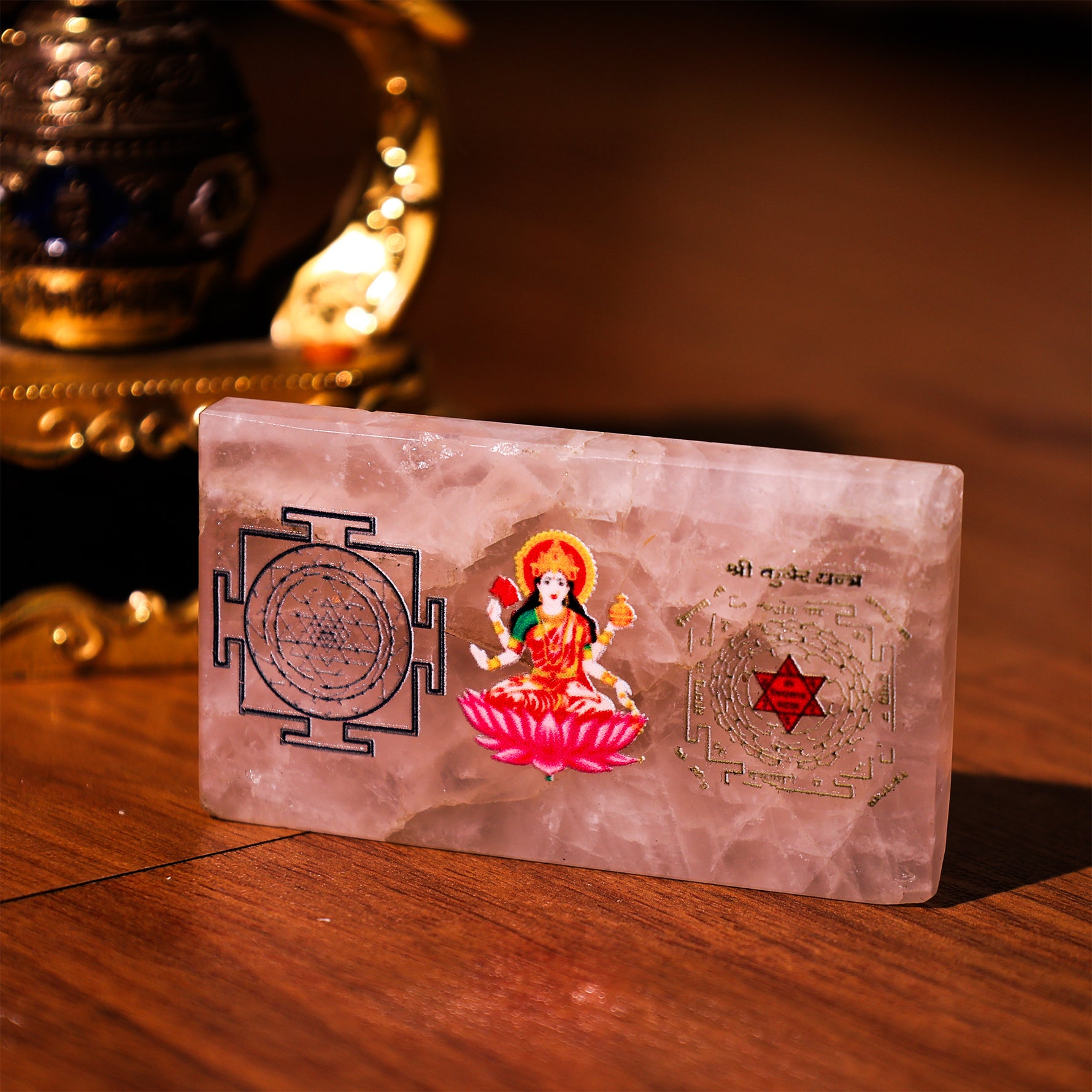 Rose Quartz Kuber Yantra - Abhimantrit