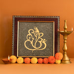 Ganesh Ji Raw Pyrite Frame - Abhimantrit