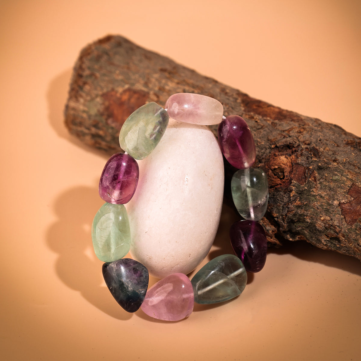 Multi Flourite Tumble Bracelet - Abhimantrit & Certified