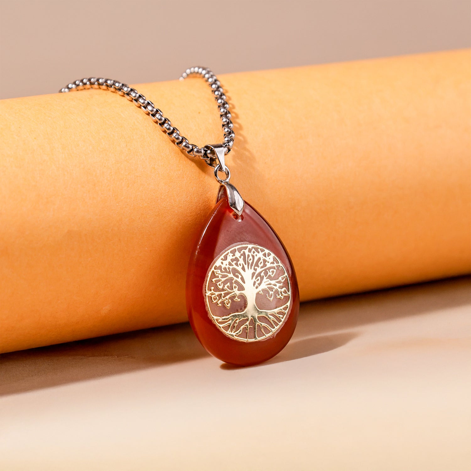 Carnelian Life of Tree Pendant - Abhimantrit & Certified