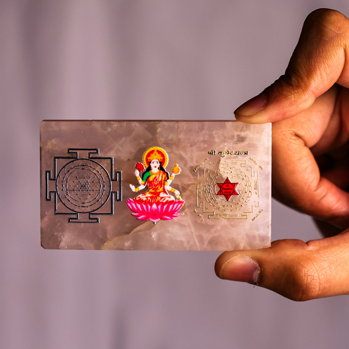 Rose Quartz Kuber Yantra - Abhimantrit