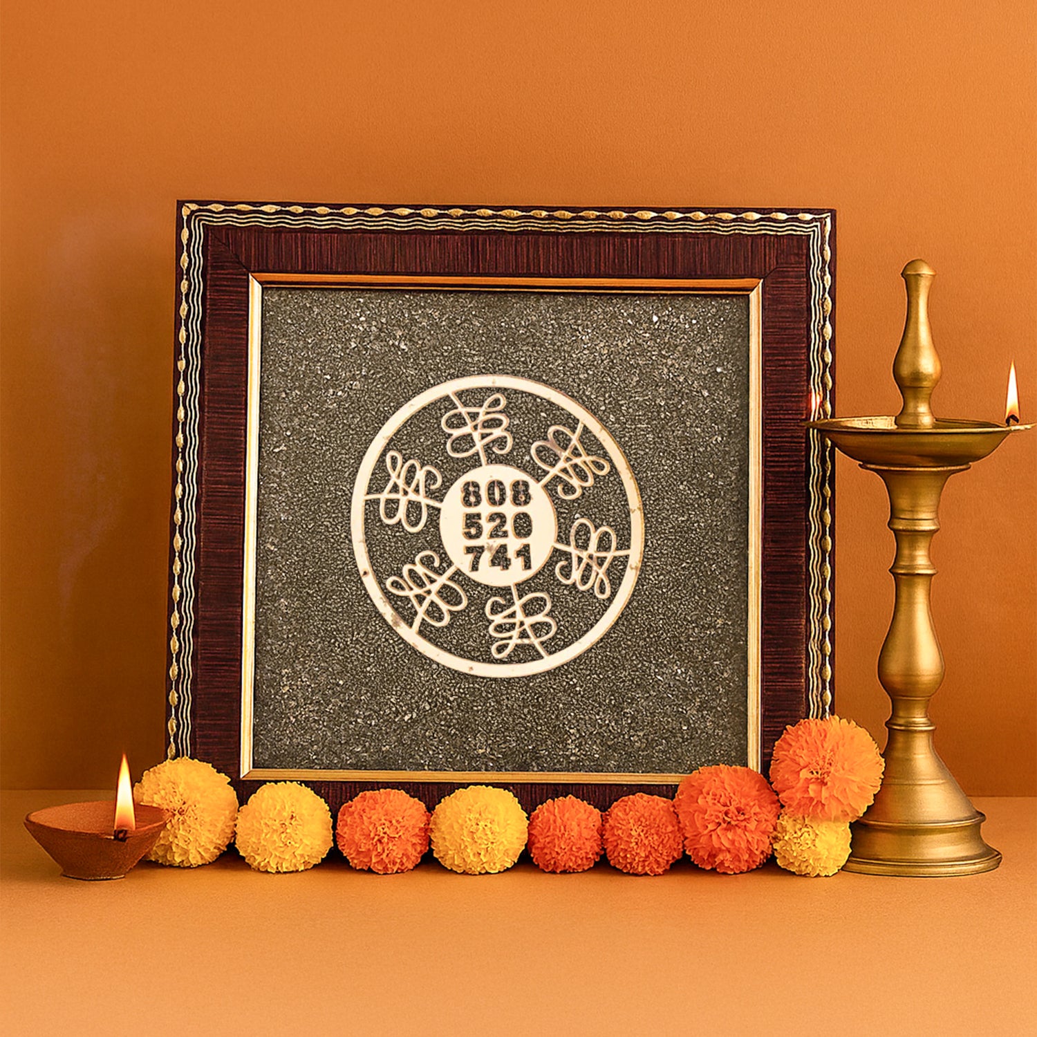 Numerology Healing Yantra Raw Pyrite Frame - Abhimantrit