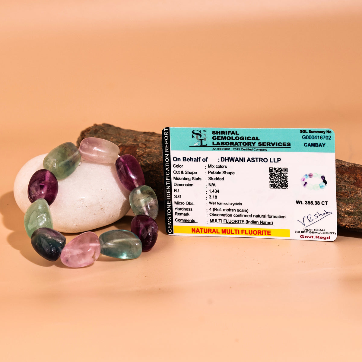 Multi Flourite Tumble Bracelet - Abhimantrit & Certified