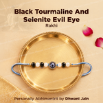 Black Tourmaline & Selenite Evil Eye Rakhi | Spiritual Protection Rakhi | Handcrafted Raksha Bandhan Rakhi