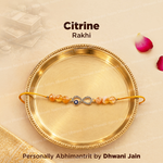 Citrine Evil Eye Rakhi | Natural Citrine Gemstone Rakhi | Infinity Charm Raksha Bandhan Bracelet | Handmade Spiritual Rakhi for Brother