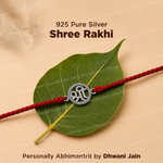 925 Sterling Silver Shree Rakhi | Pure Silver Shree Symbol Rakhi | Handmade Spiritual Raksha Bandhan Thread | Adjustable Sacred Rakhi for Brother