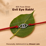 925 Sterling Silver Evil Eye Rakhi | Pure Silver Raksha Bandhan Thread | Handmade Spiritual Protection Rakhi | Adjustable Sacred Rakhi for Brother