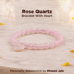 Natural Rose Quartz Heart Bracelet | Love & Emotional Healing Crystal Bracelet | Lab Certified