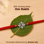 925 Sterling Silver Om Rakhi | Sacred Om Raksha Bandhan Rakhi | Handmade Adjustable Thread Rakhi for Brother