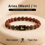 Aries Zodiac Bracelet – Red Jasper & Tiger Eye Beaded Bracelet for Courage and Confidence