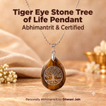 Tiger Eye Stone Tree of Life Pendant for Abundance & Wealth Enhancement - Abhimantrit & Certified