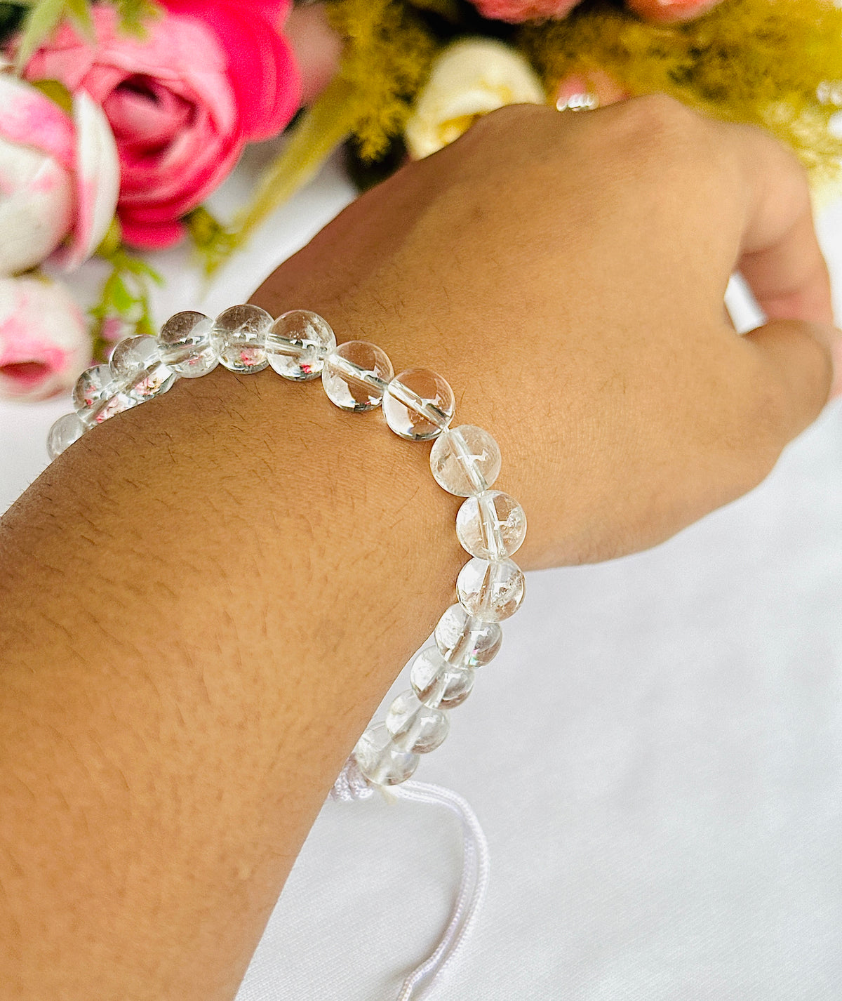 Removes Depression, Anger & Anxiety: Clear Quartz Thread Bracelet - Abhimantrit & Certified