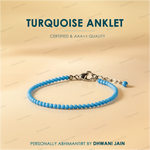 Natural Turquoise Diamond Cut Anklet for Protection, Good Fortune & Positive Energy