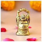 Brass Laughing Buddha Holding a Gold Ingot – Abhimantrit
