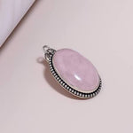 Rose Quartz Oval Stone Pendant - Abhimantrit & Certified