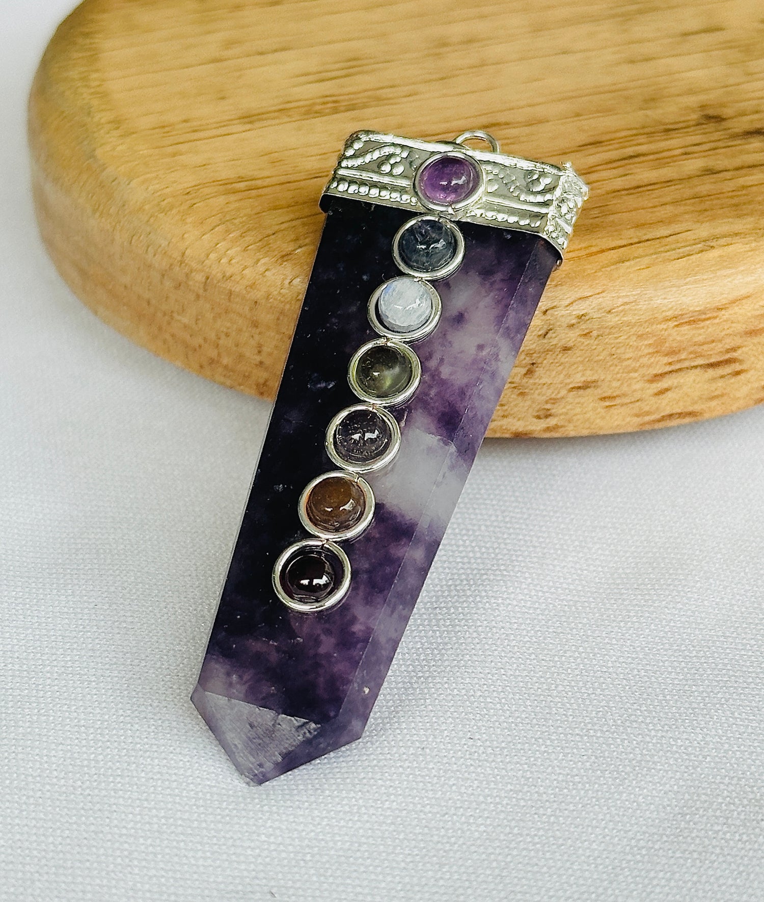 Seven Chakra: Lepidolite Pendant - Abhimantrit & Certified