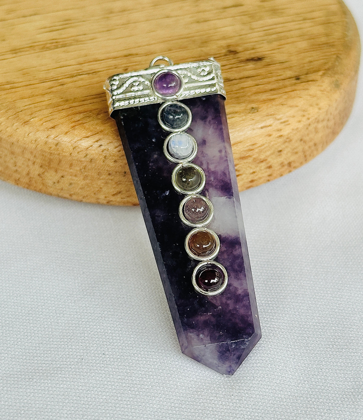 Seven Chakra: Lepidolite Pendant - Abhimantrit & Certified