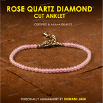 Rose Quartz Diamond Cut Anklet - Abhimantrit & Certified