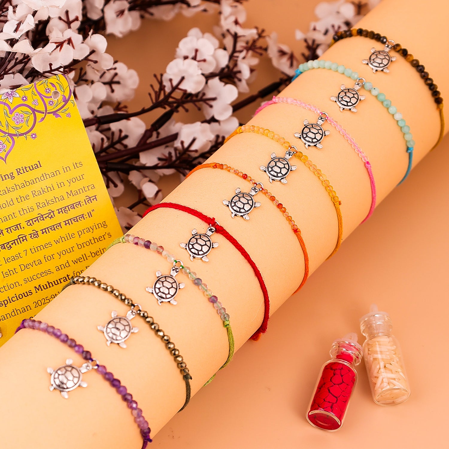 92.5 Pure Silver Turtle Rakhi - Abhimantrit & Certified