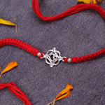 925 Sterling Silver Om Rakhi | Sacred Om Raksha Bandhan Rakhi | Handmade Adjustable Thread Rakhi for Brother